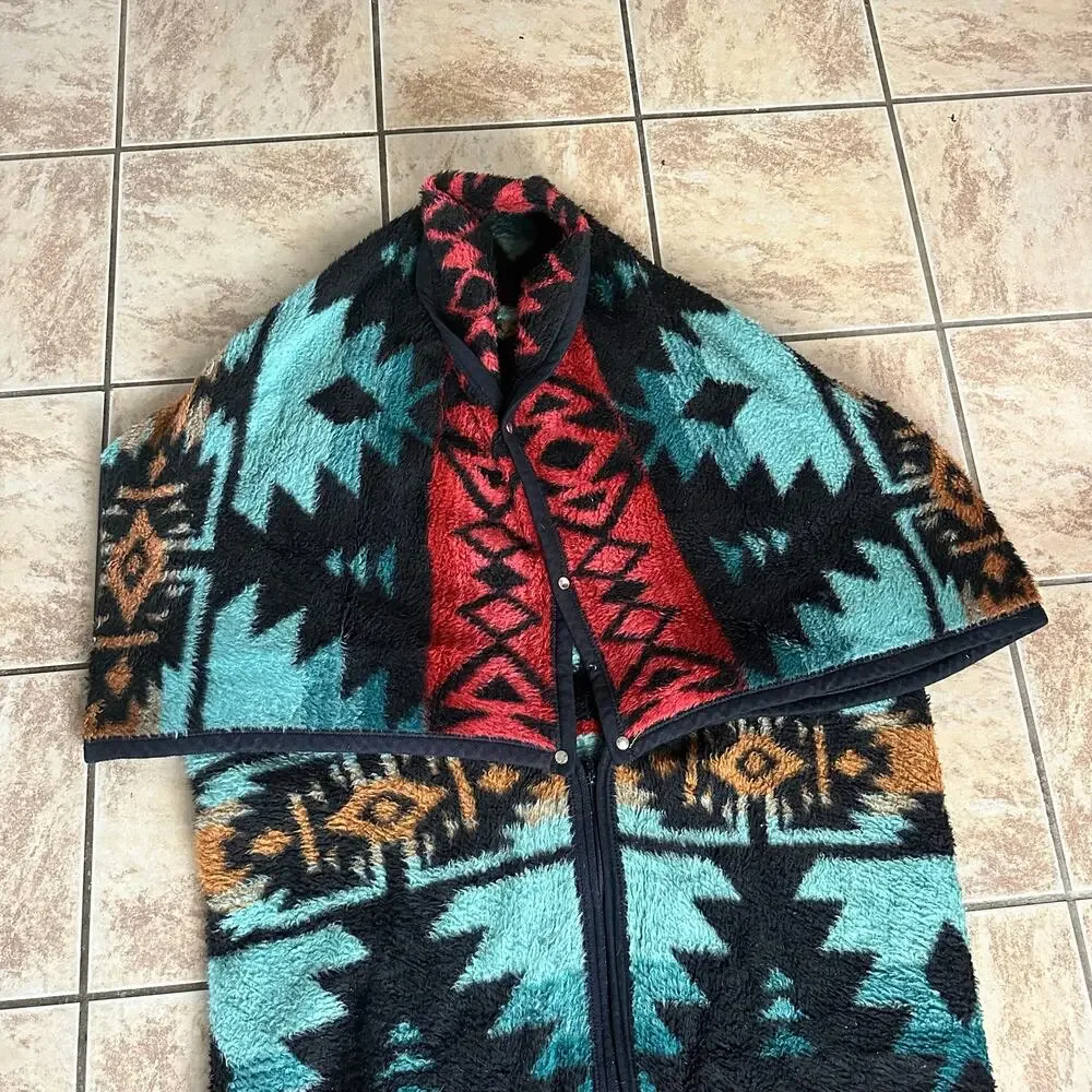 BIEDERLACK Aztec‎ Southwest Cuddle Wrap Stadium Blanket Snap Zip USA Made